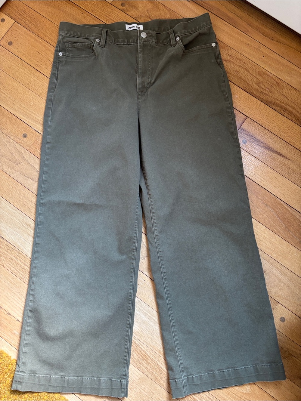 Lands’ End Women's High Rise 5 Pocket Wide Leg Chino Pants 14 Petite